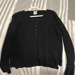 Aerie long sleeve, black with buttons, Size XS